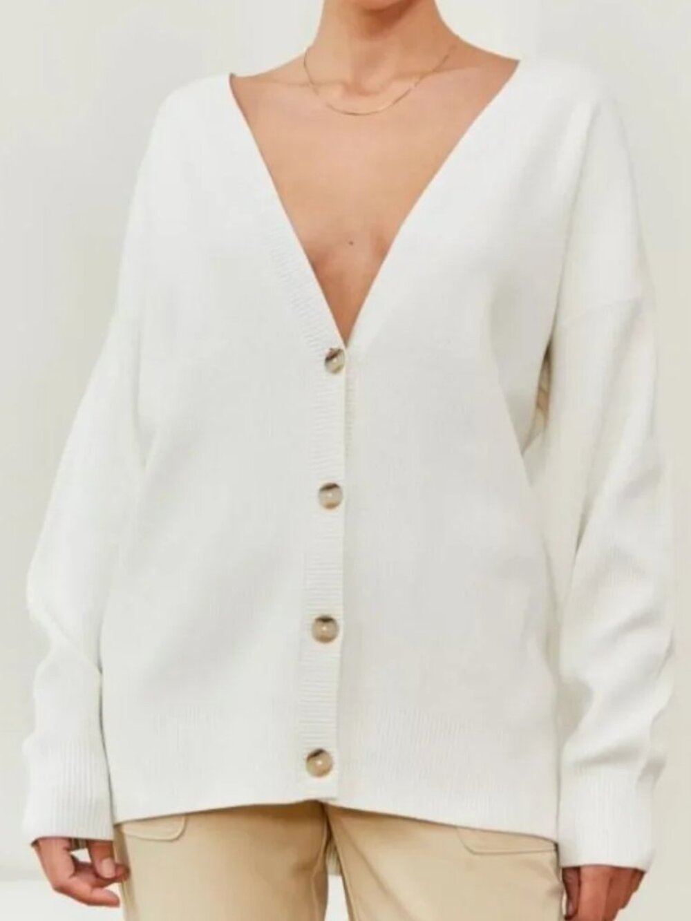 Aritzia Babaton Kinney Oversized Cardigan Sweater Oak Ivory Cream Size Small